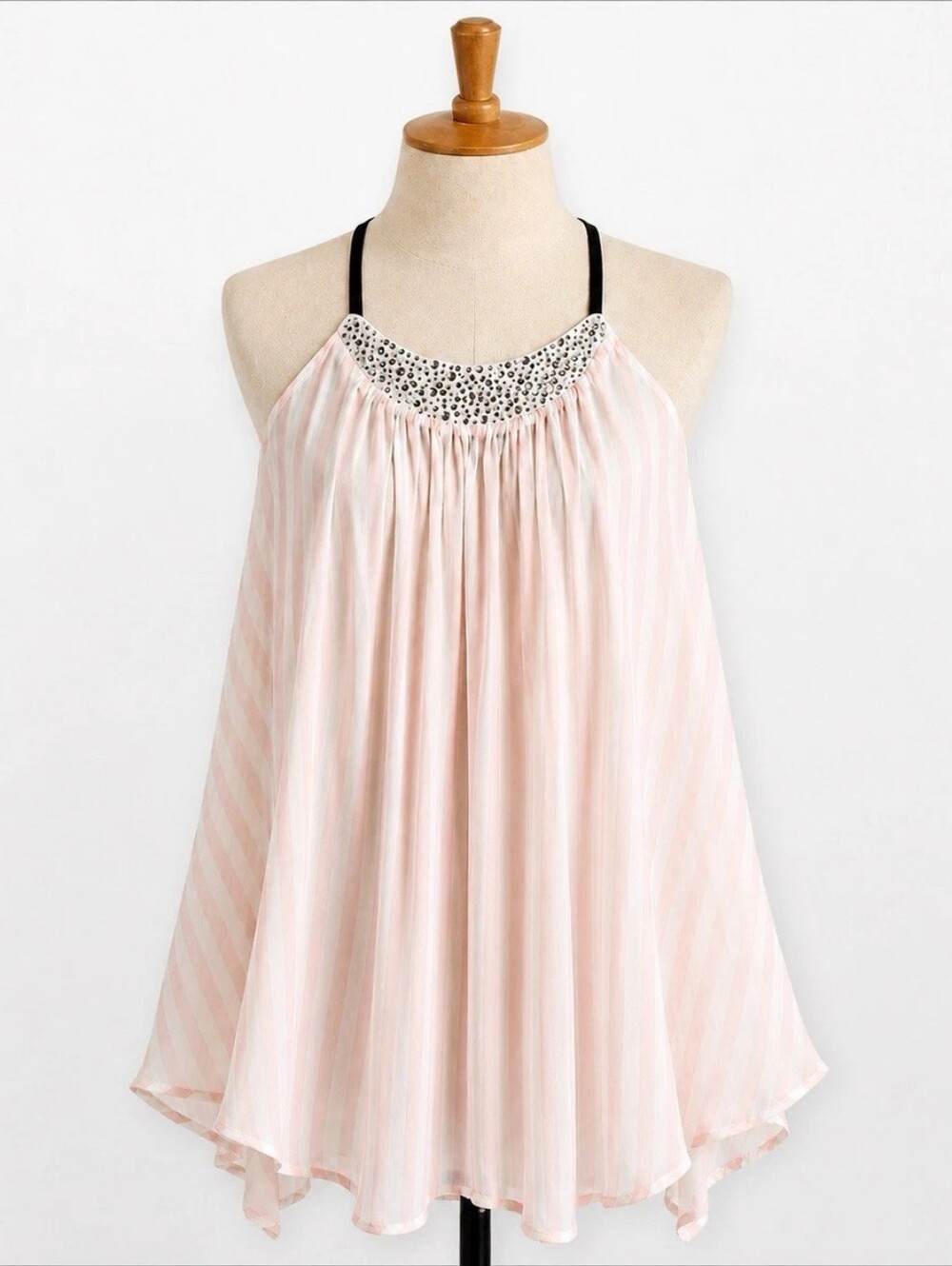 Victorias Secret Pink And White Striped Sheer Nightie, Sz Small, Excellent Condi